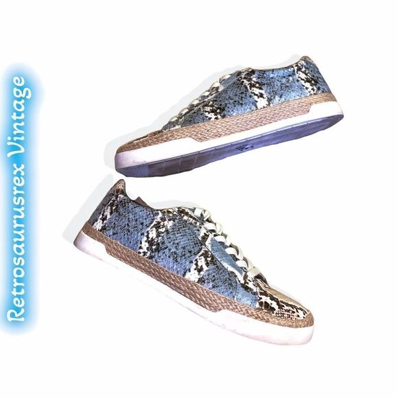 𝅺crown Vintage Adelite Blue Snakeskin Print Low Top Sneakers, 7.5 - Picture 2 of 8